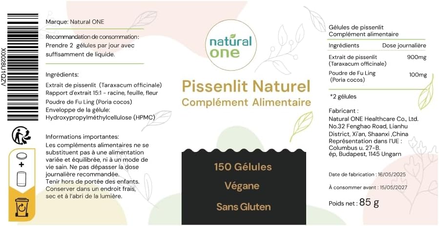 Natural ONE Natural Dandelion – Concentrated Extract 15:1 – Liver Detox & Drainage – 150 Capsules (8 Weeks) – 100% Plant-Based, No Additives – Tested in German Laboratory - Image 7