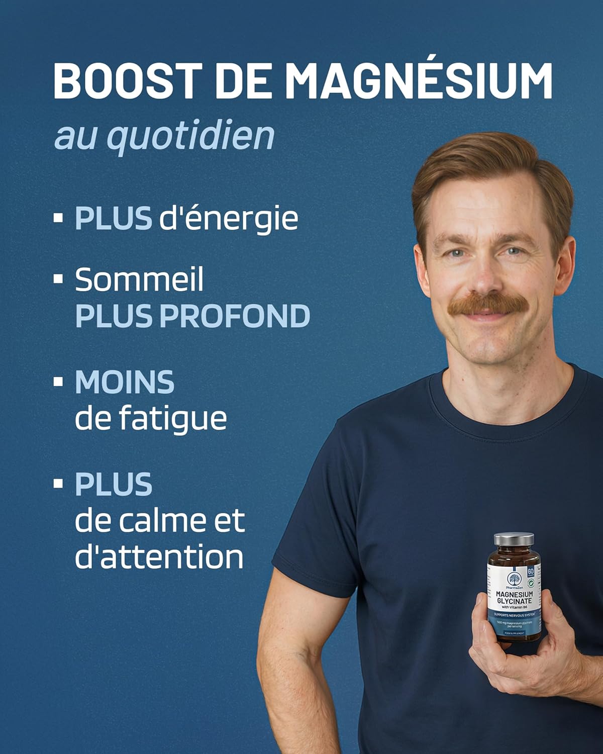 Magnesium Bisglycinate 300 mg + Vitamin B6 - Sleep, Stress, Fatigue - Maximum Absorption - 120 Vegan Capsules - High Content Magnesium Glycinate PharmaZen - Image 3
