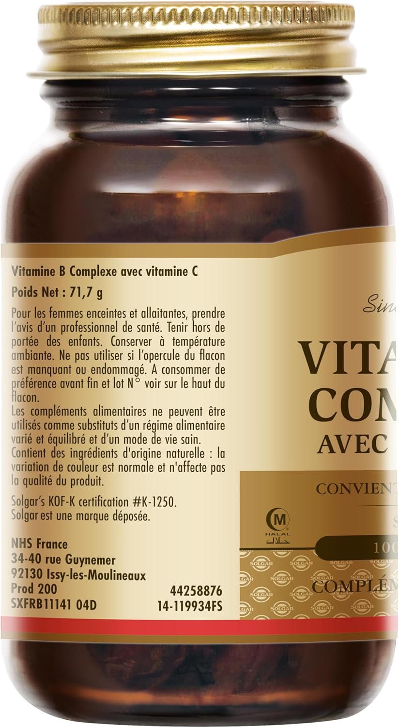 Solgar Vitamin B Complex with Vitamin C - Fatigue Reduction - Nervous System - Multivitamins B1, B2, B3, B5, B6, B8, B9 & B12 with Vitamin C - Food Supplement - Bottle of 100 Tablets - Image 6