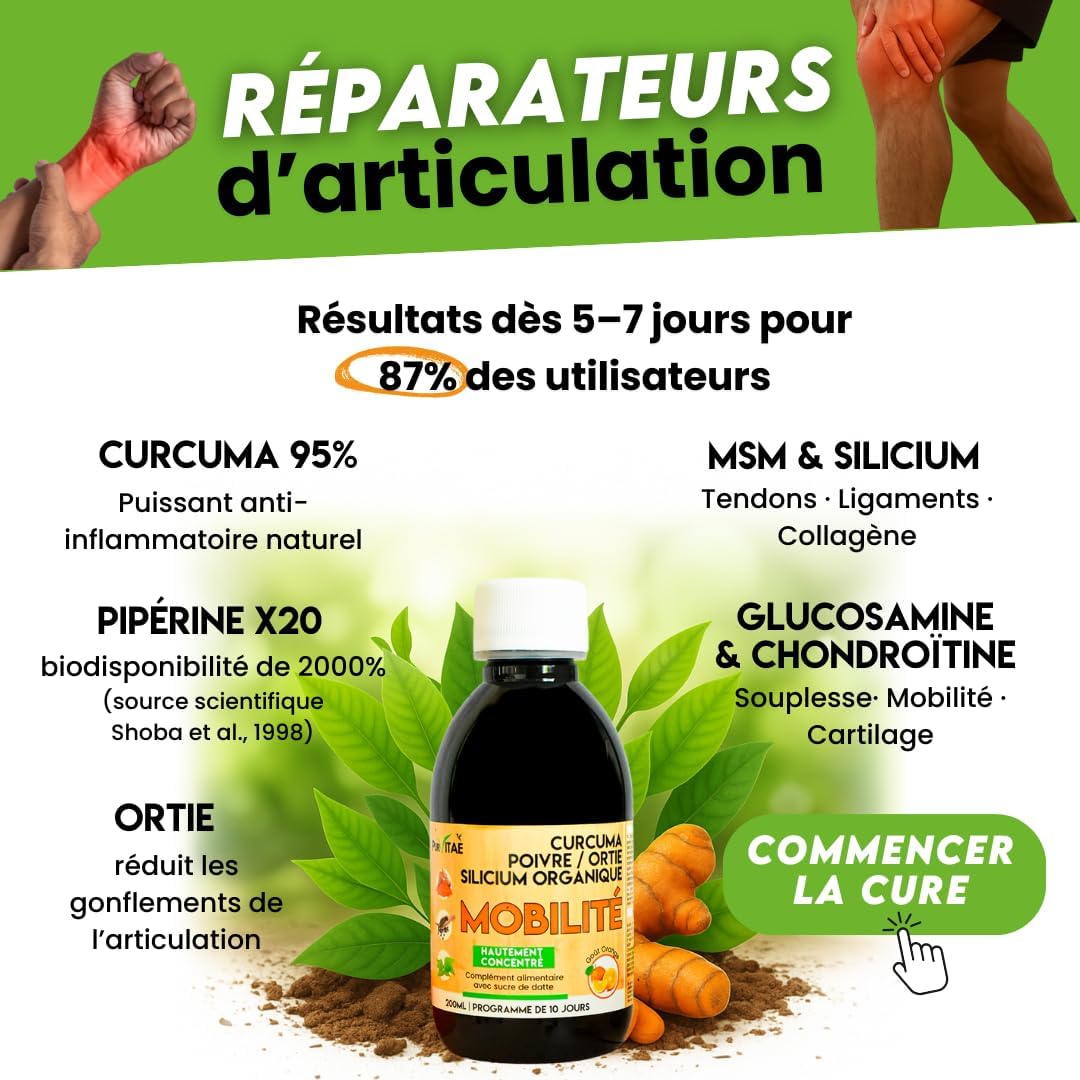 Glucosamine Chondroitin MSM, Organic Silicon Turmeric Piperine | Painful Joints | Cure for 10 Days or More | Mobility, Best Seller by Pur Vitaé in 200ml Bottle - Image 5