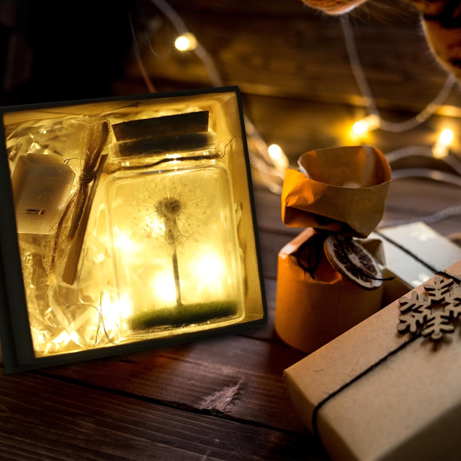 JIZZU Real LED Glass Dandelion Real Dandelion in Glass with Gift Box - Handmade - Birthday, Wedding, Mother's Day, Christmas Gift - Image 5