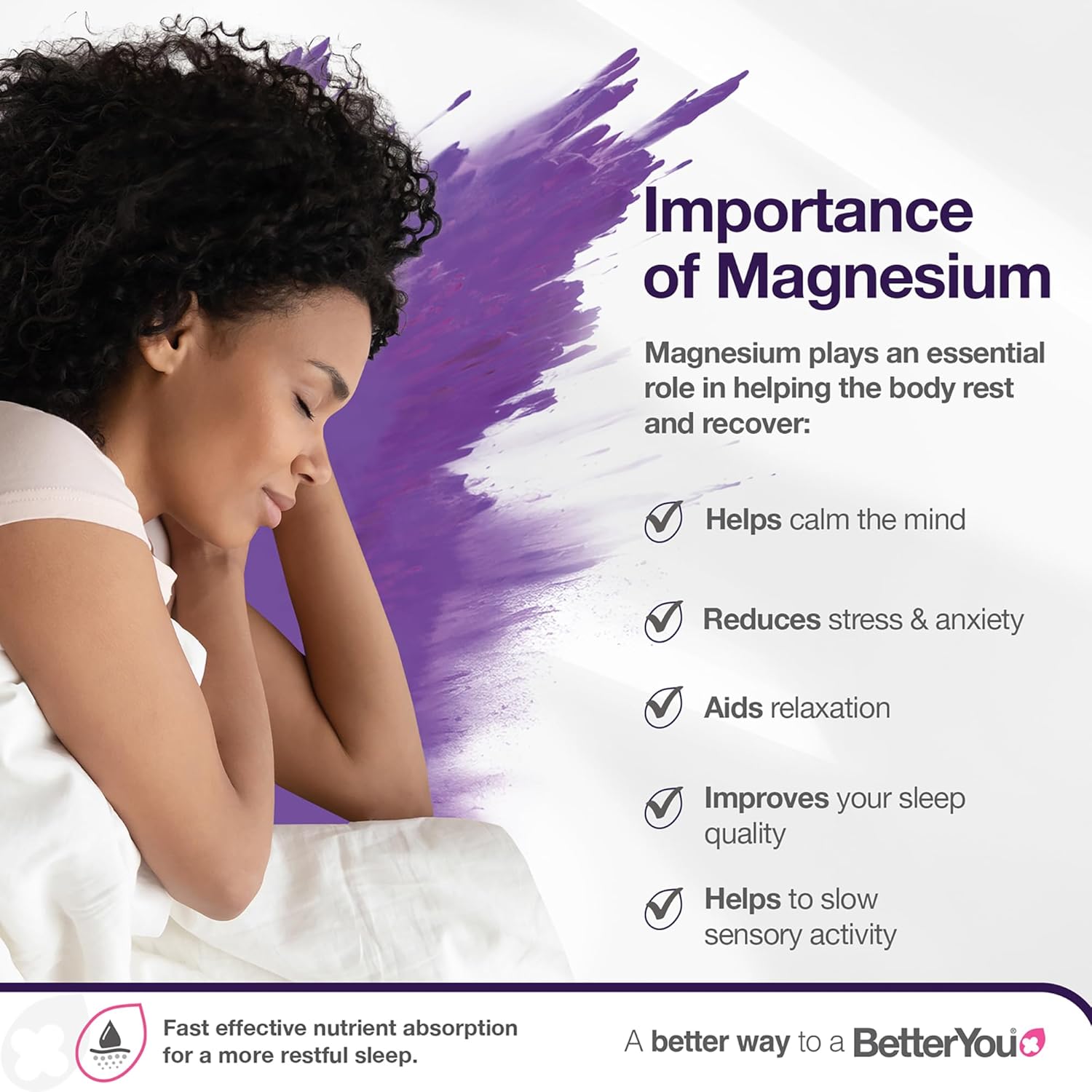 BetterYou BetterYou Magnesium Mineral Bath Crystals for Better Sleep, Zechstein Magnesium Infused with Lavender and Chamomile to Soothe Sore Muscles, 1kg - Image 3