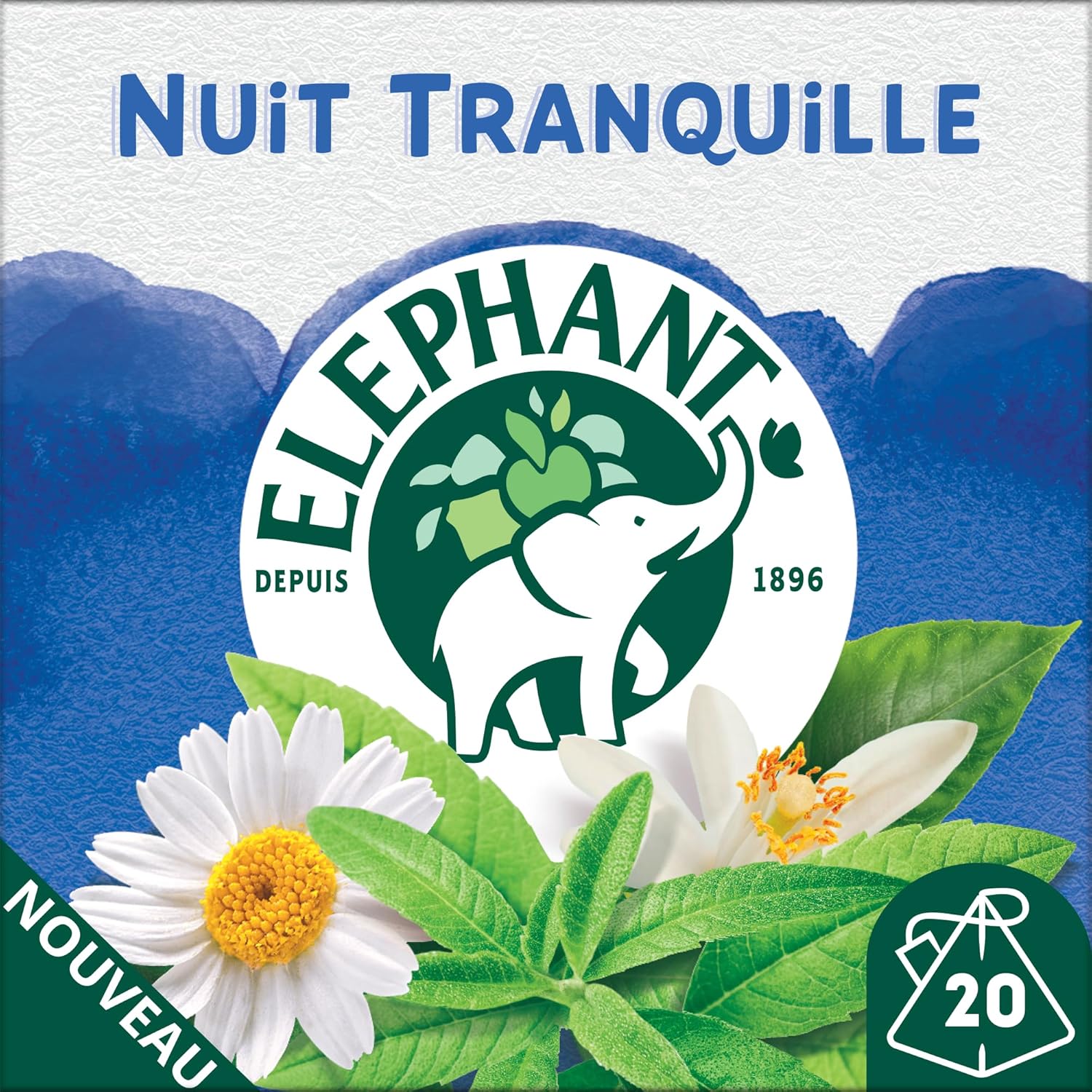 Elephant, Quiet Night Infusion, Verbena, Chamomile and Linden Taste, Rainforest Alliance Certified, 100% Natural Origin Ingredients, 20 Pyramid Sachets (Pack of 3) - Image 4