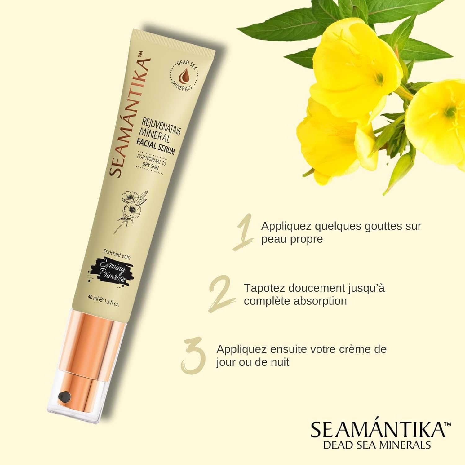 SEAMANTIKA - Mineral Face Serum with Evening Primrose Oil - Intense Hydration and Elasticity - For Normal to Dry Skin - Free from Parabens, Sulfates, Mineral Oils - 40 ml - Image 7