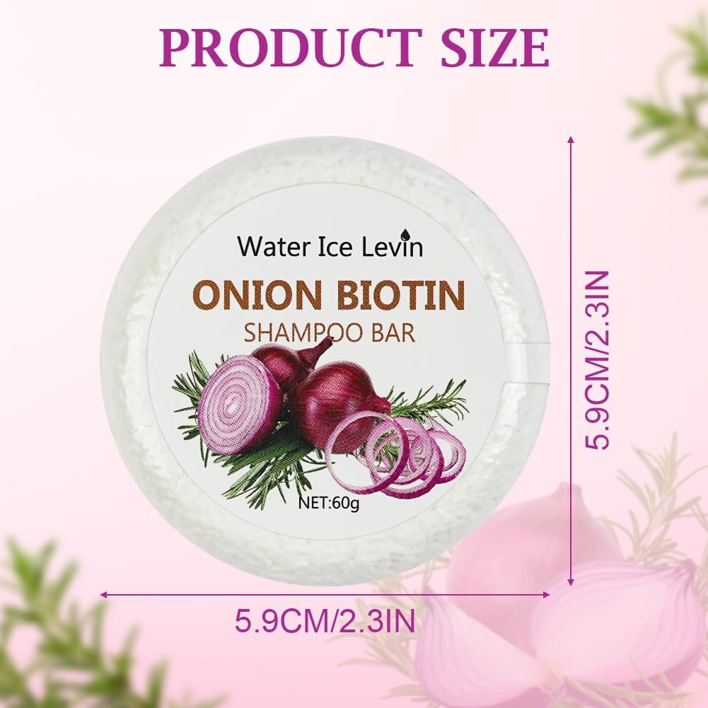 LOPHE Onion Solid Shampoo, Solid Onion and Rosemary Shampoo with Biotin & Collagen, Natural Solid Shampoo for Hair and Scalp, Travel Size, 60g, 2PCS - Image 3