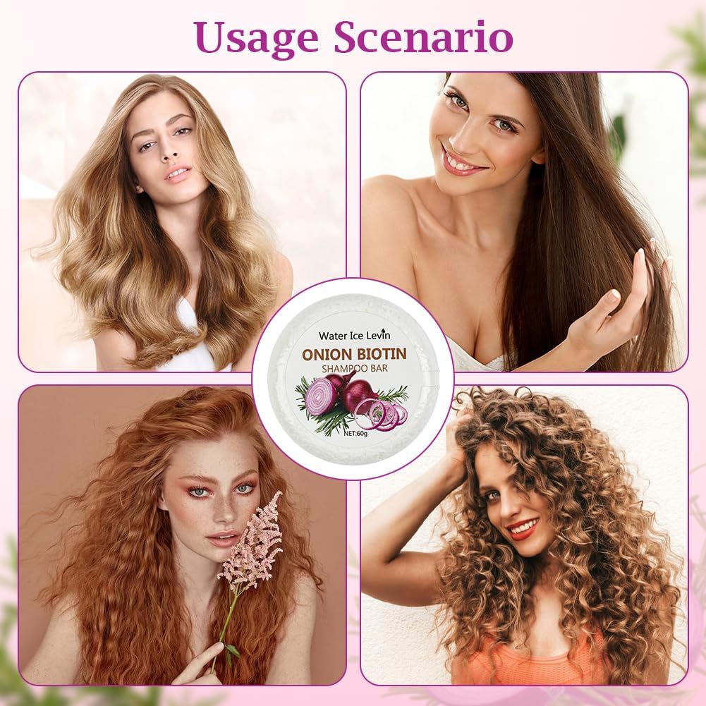 LOPHE Onion Solid Shampoo, Solid Onion and Rosemary Shampoo with Biotin & Collagen, Natural Solid Shampoo for Hair and Scalp, Travel Size, 60g, 2PCS - Image 9