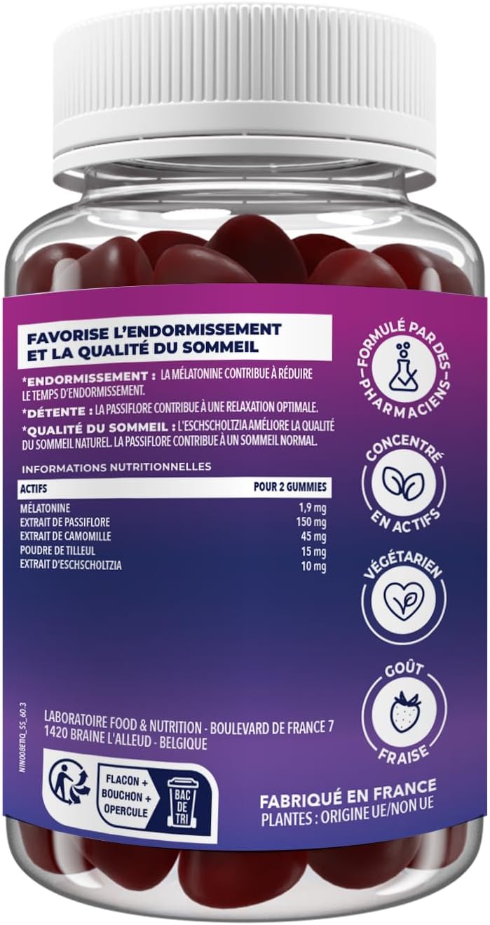 ZOHI - Sleep Supplement - Sleep Gummies Promoting Sleep and Sleep Quality - Melatonin - 60 Fruit Gums Strawberry Flavour Sugar Free - Vegan - Made in France - Image 3