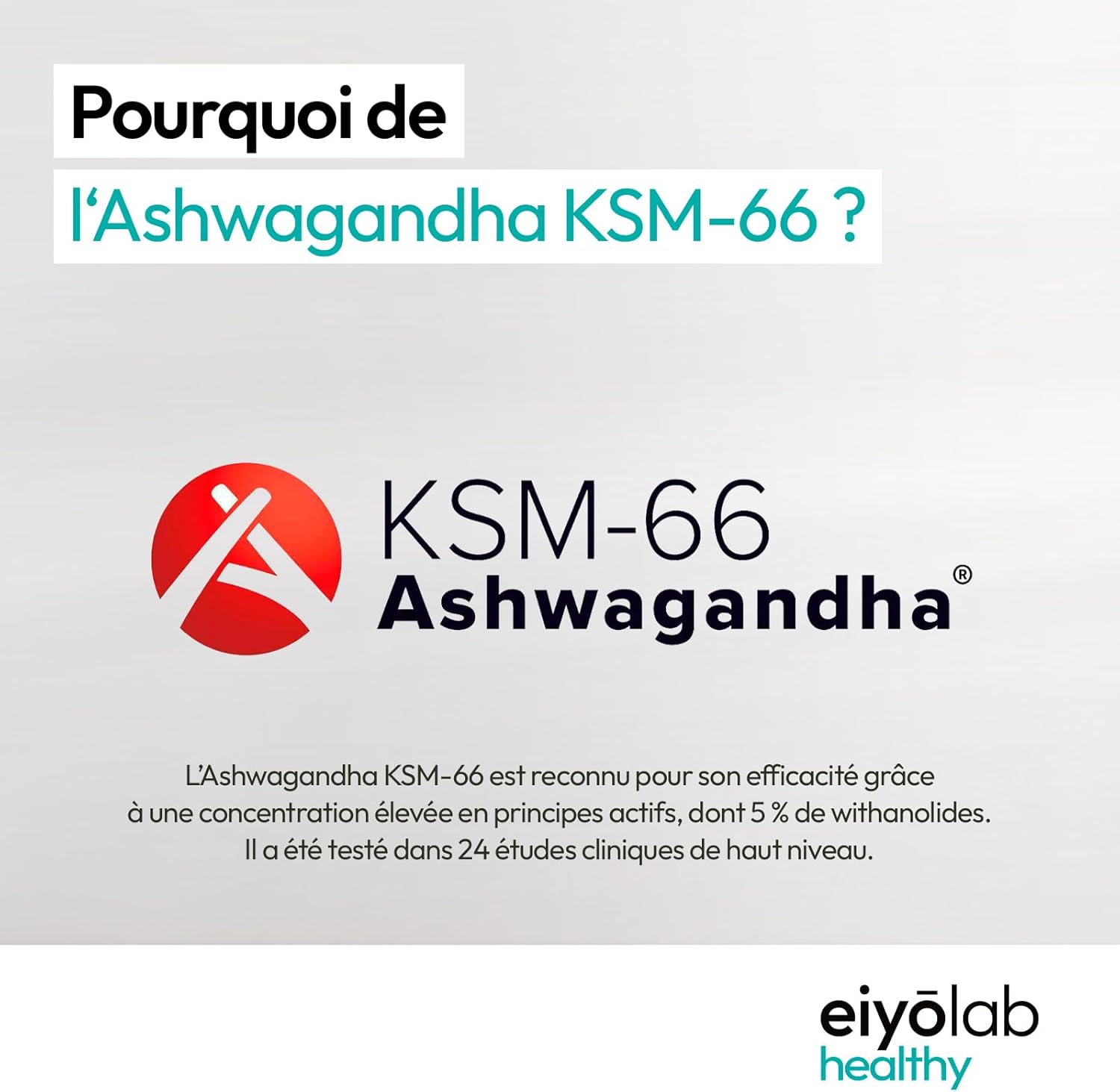 Ashwagandha Gummies 600 mg | Ashwagandha Patented KSM-66 | Physical and Mental Wellness | +11.7% VO2 max in 2 Months | 60 Cherry Flavour Gummies | Vegan and Gelatin Free | Made in France | Eiyolab - Image 5