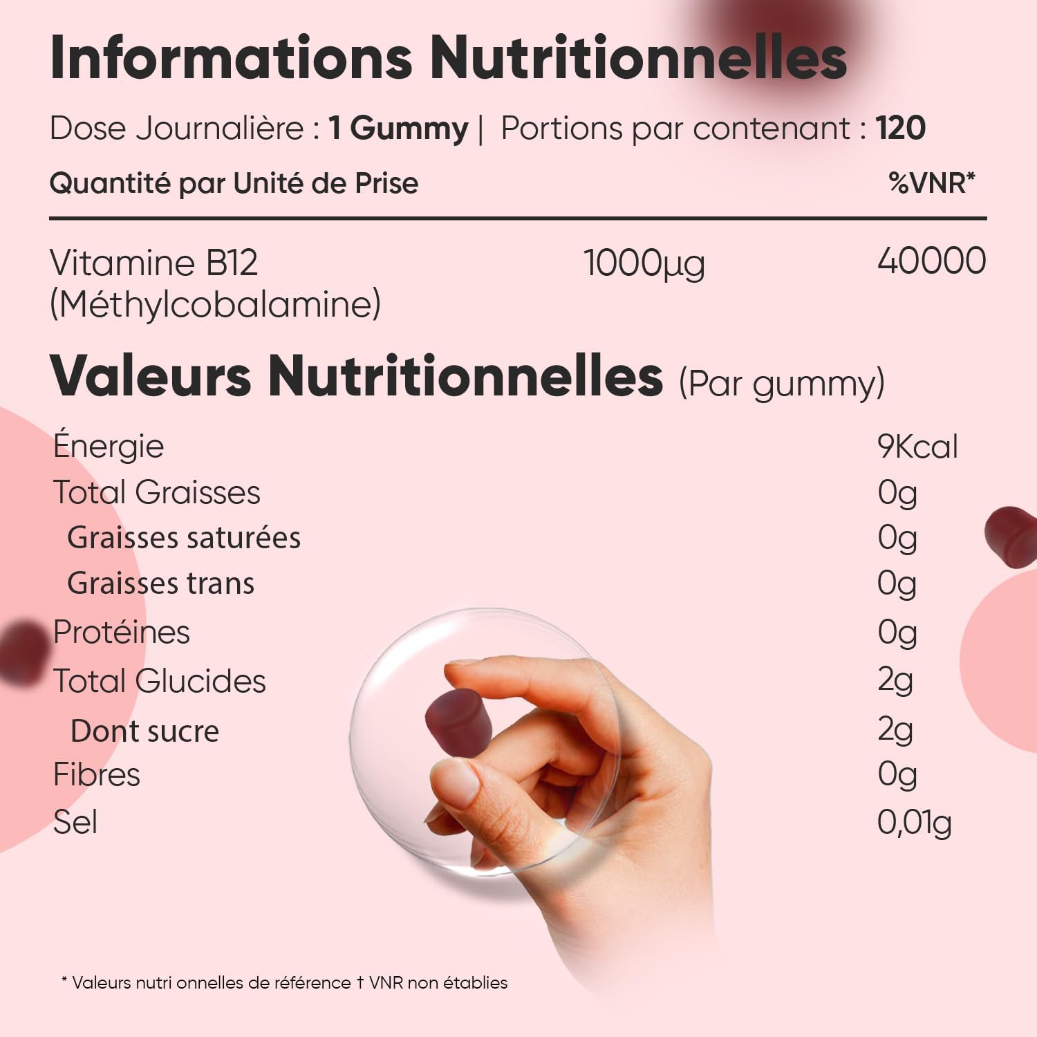 Vitamin B12 Methylcobalamin 1000mcg - 120 Gummies Vitamin B12 for Adult - For 4 Months Supply, Pomegranate Taste - Non-GMO, Magnesium Stearate Free - Alternatives to Drops - Image 4