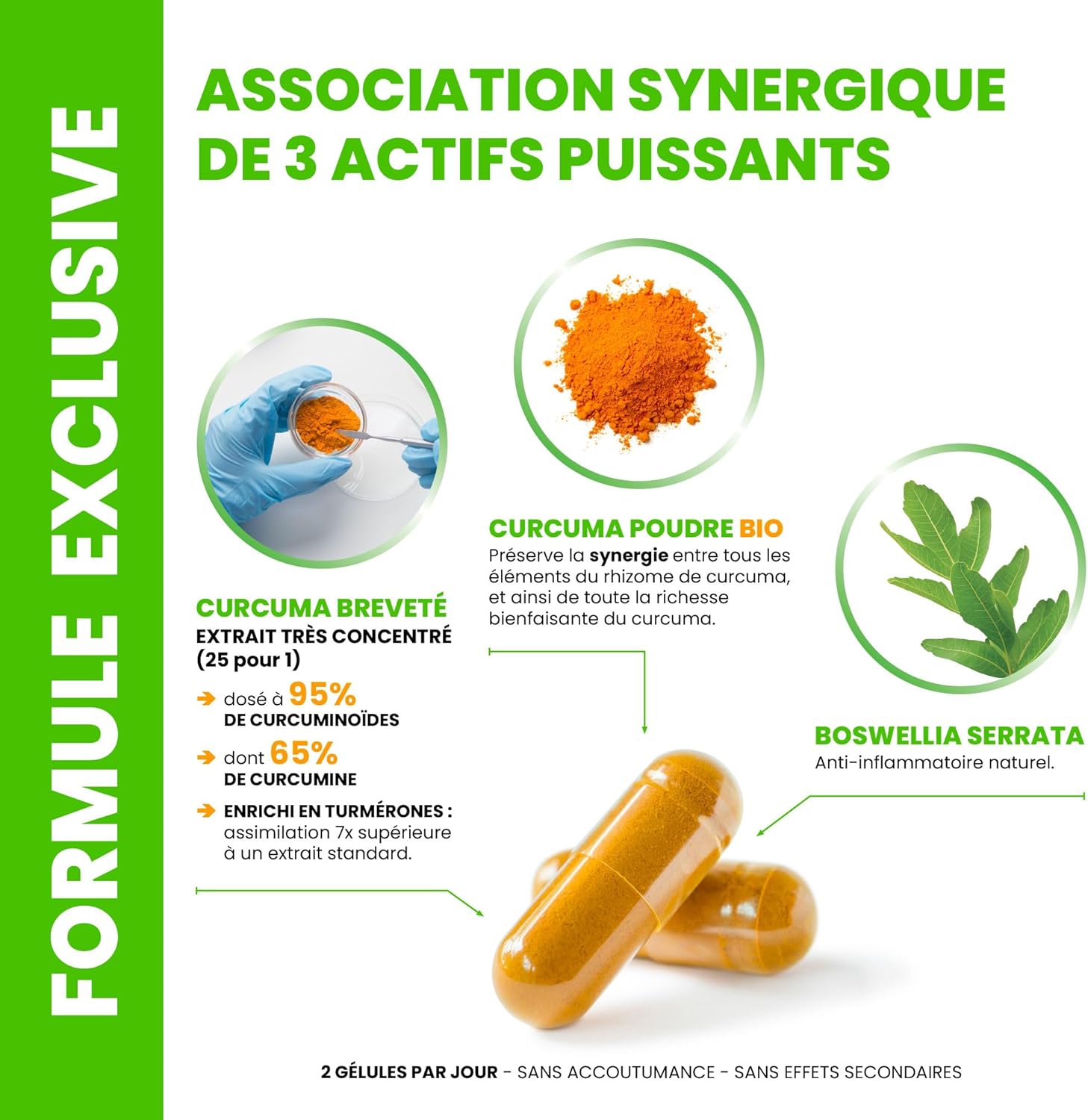 CURCUMA PREMIUM I 5400 MG Plants Turmeric I 95% Curcuminoids I PATENTED I WITHOUT Piperine Bioavailability | Pain Relief & Muscle Decontractant | Manufacture in France - Image 3