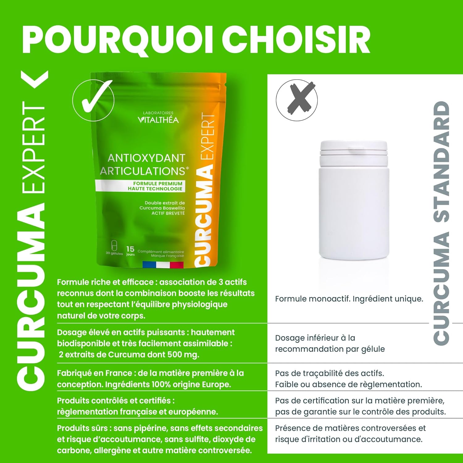 CURCUMA PREMIUM I 5400 MG Plants Turmeric I 95% Curcuminoids I PATENTED I WITHOUT Piperine Bioavailability | Pain Relief & Muscle Decontractant | Manufacture in France - Image 7