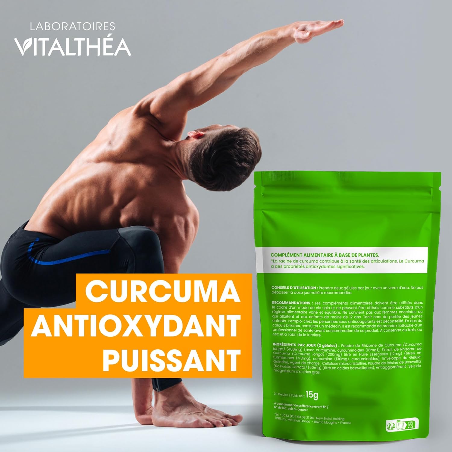 CURCUMA PREMIUM I 5400 MG Plants Turmeric I 95% Curcuminoids I PATENTED I WITHOUT Piperine Bioavailability | Pain Relief & Muscle Decontractant | Manufacture in France - Image 9