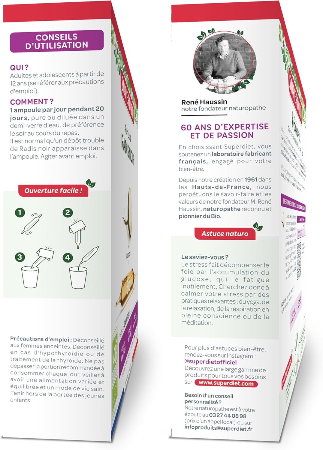SUPERDIET - PURE ORGANIC BLACK RADIS JUICE - Cold pressed - Hauts-de-France manufacture - Phytotherapy - 20 ampoules of 10 ml - Image 3