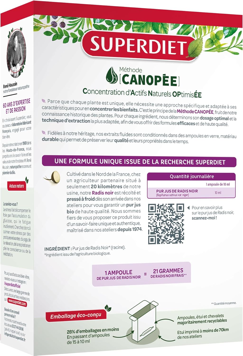 SUPERDIET - PURE ORGANIC BLACK RADIS JUICE - Cold pressed - Hauts-de-France manufacture - Phytotherapy - 20 ampoules of 10 ml - Image 4