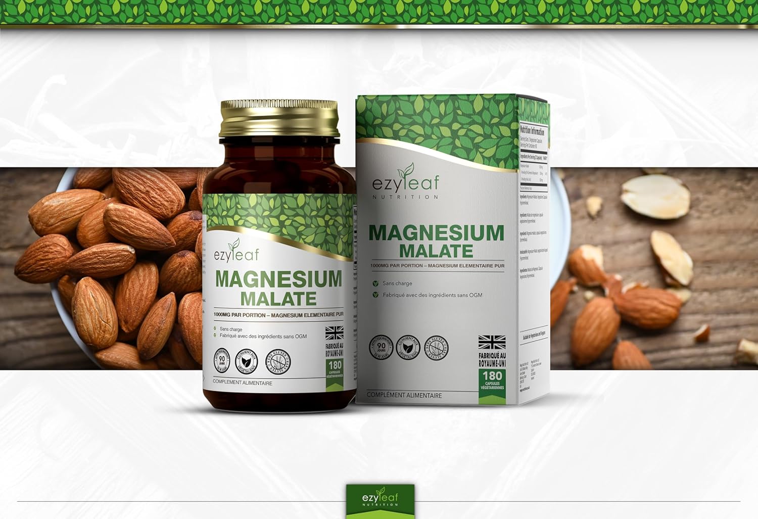 Ezyleaf Magnesium Malate | 1000mg Magnesium Malate Per Serving - 180 High Content Magnesium Supplement Capsules | Vegan & No Fillers | Non-GMO Gluten Free Allergen Free - Image 6