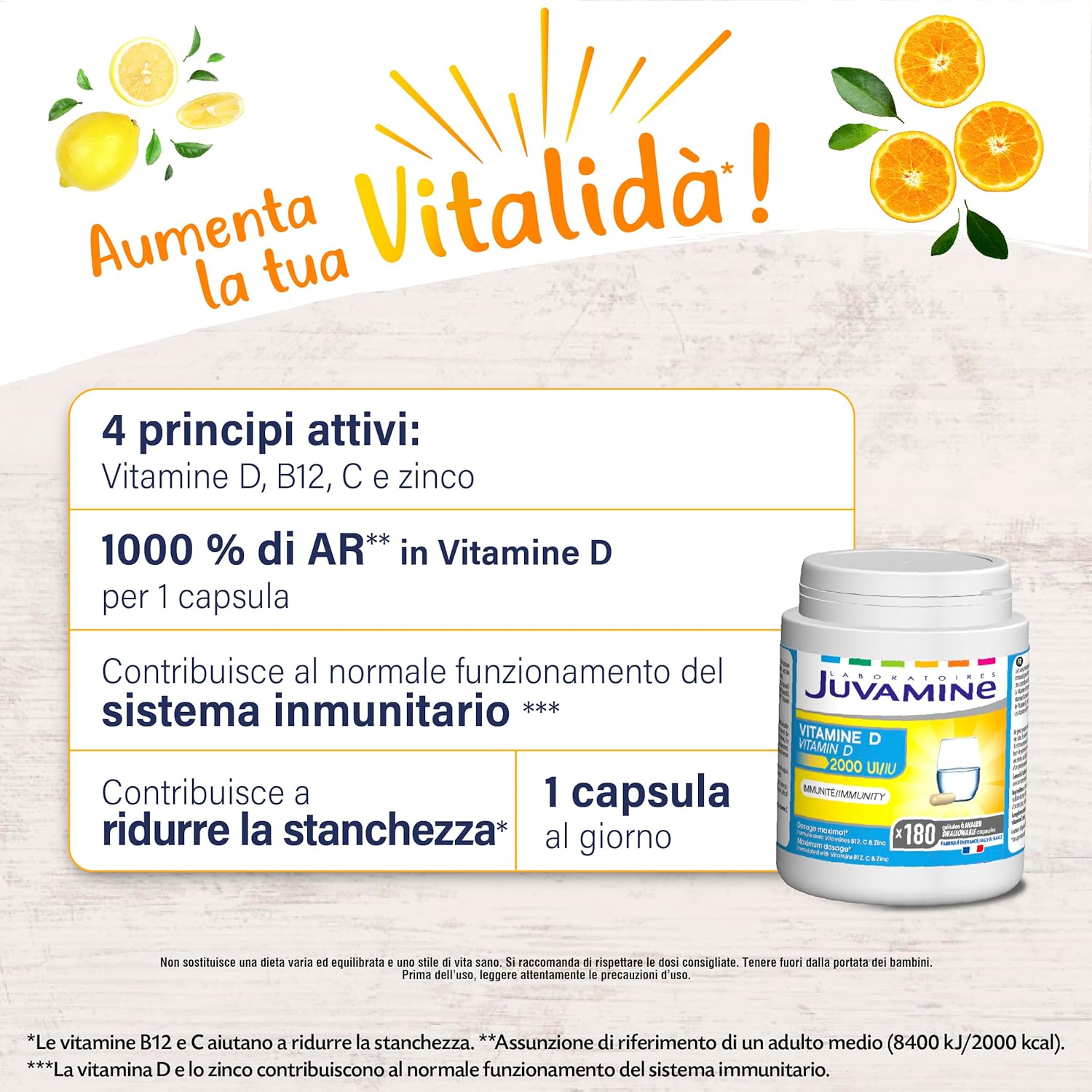 JUVAMINE - VITAMIN D 2000 IU - Immunity - Fatigue - Vitamin B12, C, D3 and Zinc - Maximum dosage - 180 Capsules - 6 Month Programme - Made in France - Image 5