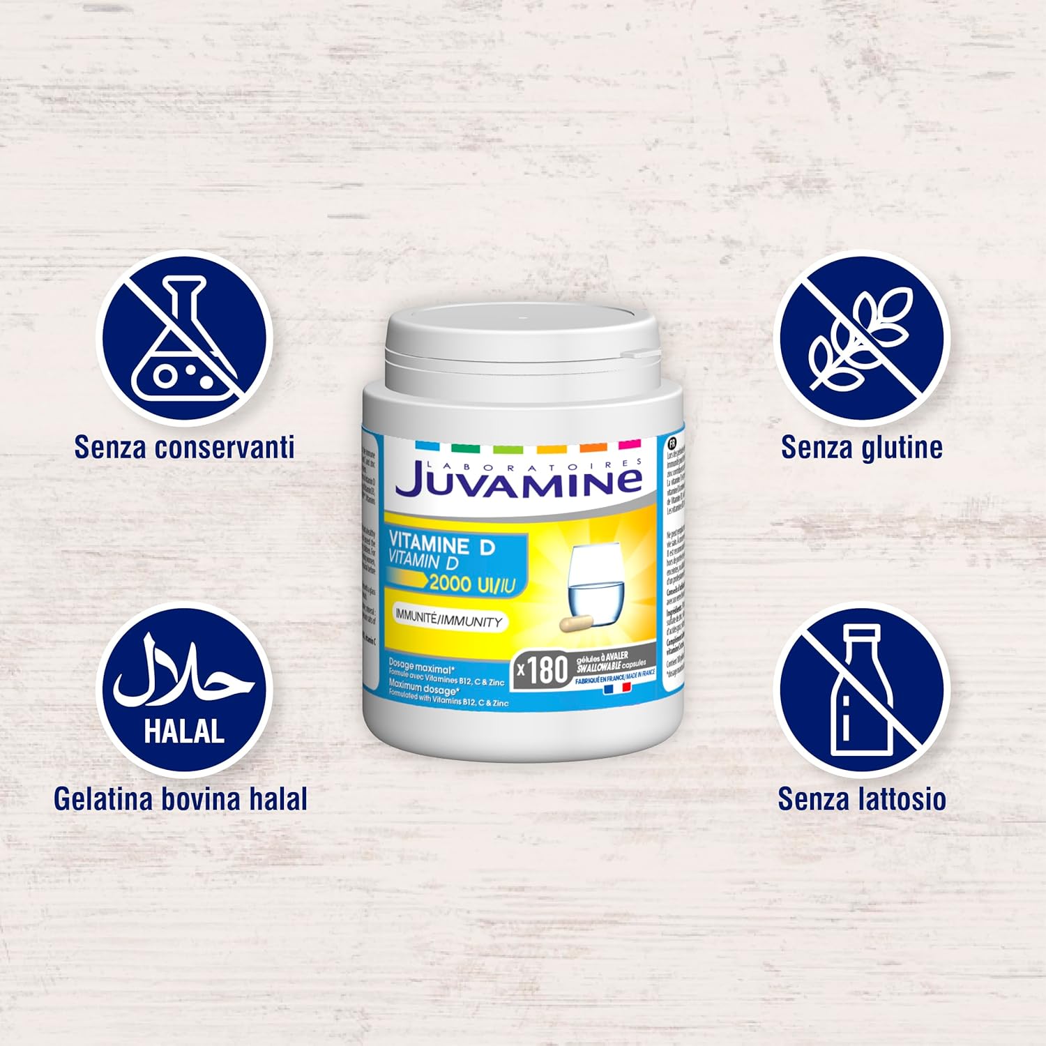 JUVAMINE - VITAMIN D 2000 IU - Immunity - Fatigue - Vitamin B12, C, D3 and Zinc - Maximum dosage - 180 Capsules - 6 Month Programme - Made in France - Image 6