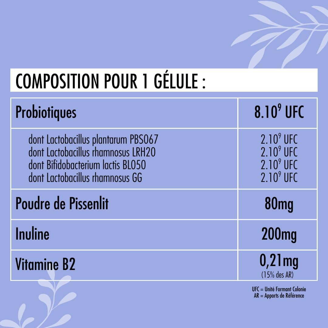 Digestive Balance Probiotics - Healthy & Intestinal Comfort Microbiota - 4 Probiotic Strains + Prebiotics + Plants + Vitamin - 30 Gastro Resistant Capsules - Made in France Nutrivie - Image 9