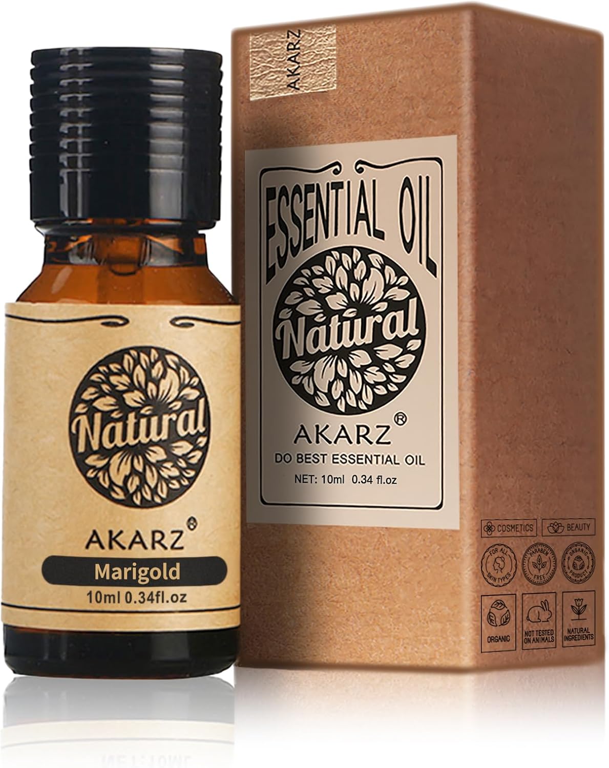 AKARZ Natural Marigold Essential Oil Organic Marigold Oil for Skin Care, Body and Hair Care, Diffuser, Candle, Soap Making, DIY, Aroma Massage 10ml - Image 2