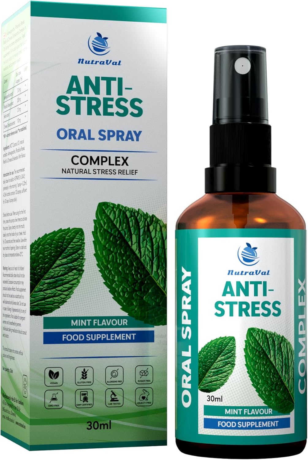 Anti-Stress Spray - Fast Absorption - No Tablets - With Ashwagandha, Rhodiola, Reishi & Schisandra - Vegan, 30 ml - Image 2