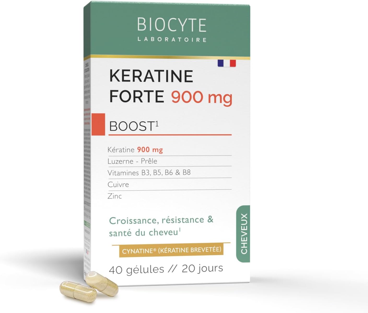 BIOCYTE Keratin Forte 900mg - Hair Growth, Strength & Health - Biotin Vitamin B6, Zinc, Horsetail, Alfalfa - Hair Food Supplement - 20 Day Program - Image 2