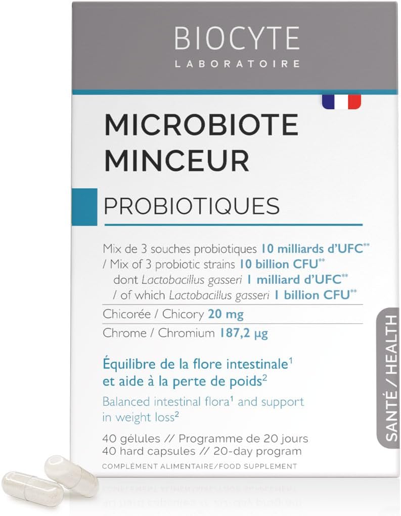 BIOCYTE Slimming Microbiota - Probiotic Intestinal Flora Food Supplement - 10 Billion CFU, Vitamins, Arginine, Chrome, Chicory - 20 Day Program - Image 2