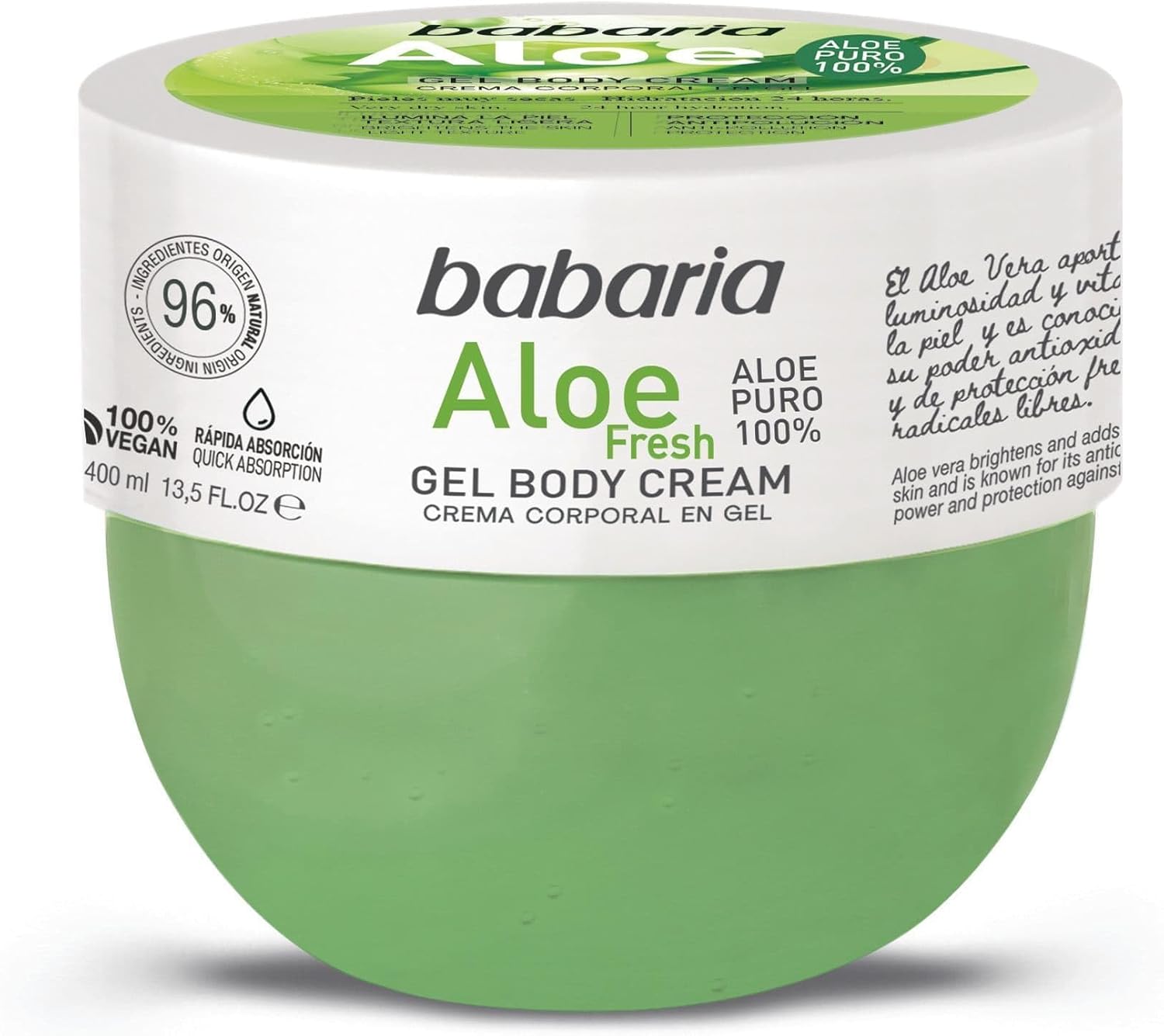 Babaria Crema Corporal Aloe Vera Gel Puro 100% 400 ml - Image 2