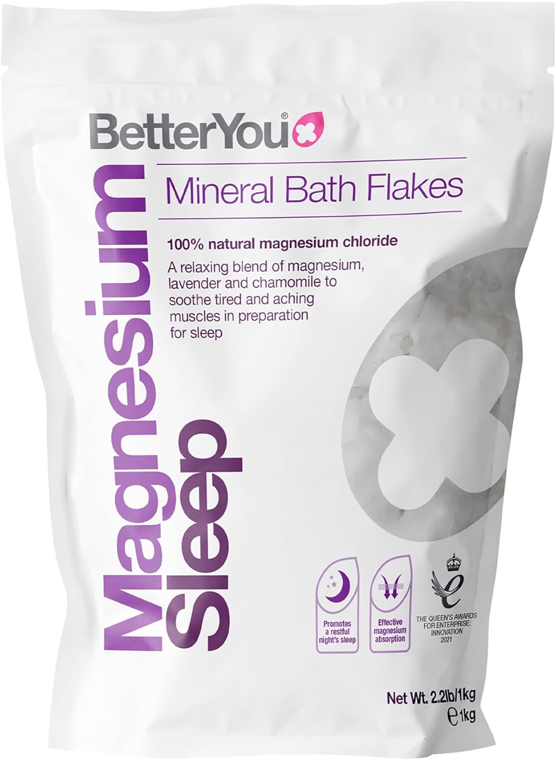 BetterYou BetterYou Magnesium Mineral Bath Crystals for Better Sleep, Zechstein Magnesium Infused with Lavender and Chamomile to Soothe Sore Muscles, 1kg - Image 2