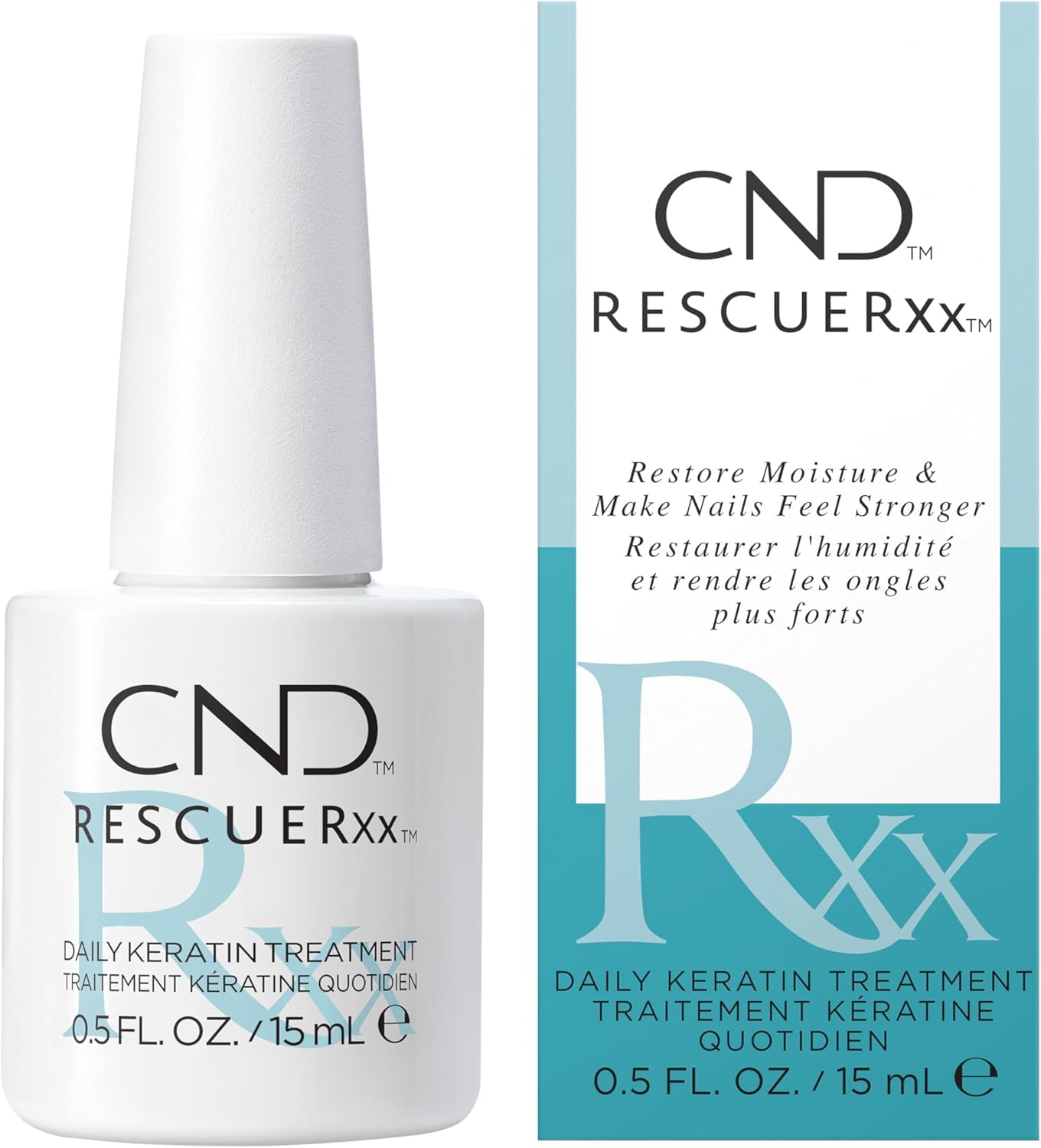 CND RescueRxx Daily Keratin Treatment, Nourishes and Repairs Damaged Nails, with Jojoba and Almond Oil, Reduces Splitting, for Healthier Nails, 15 ml - Image 2