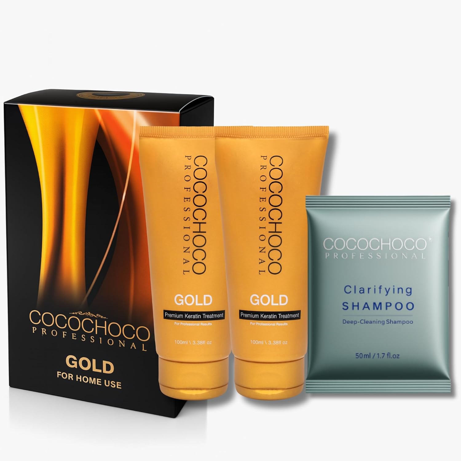 COCOCHOCO Gold Professional Gold Premium Keratin Hair Treatment 200 ml + Clarifying Shampoo 50 ml - Image 2
