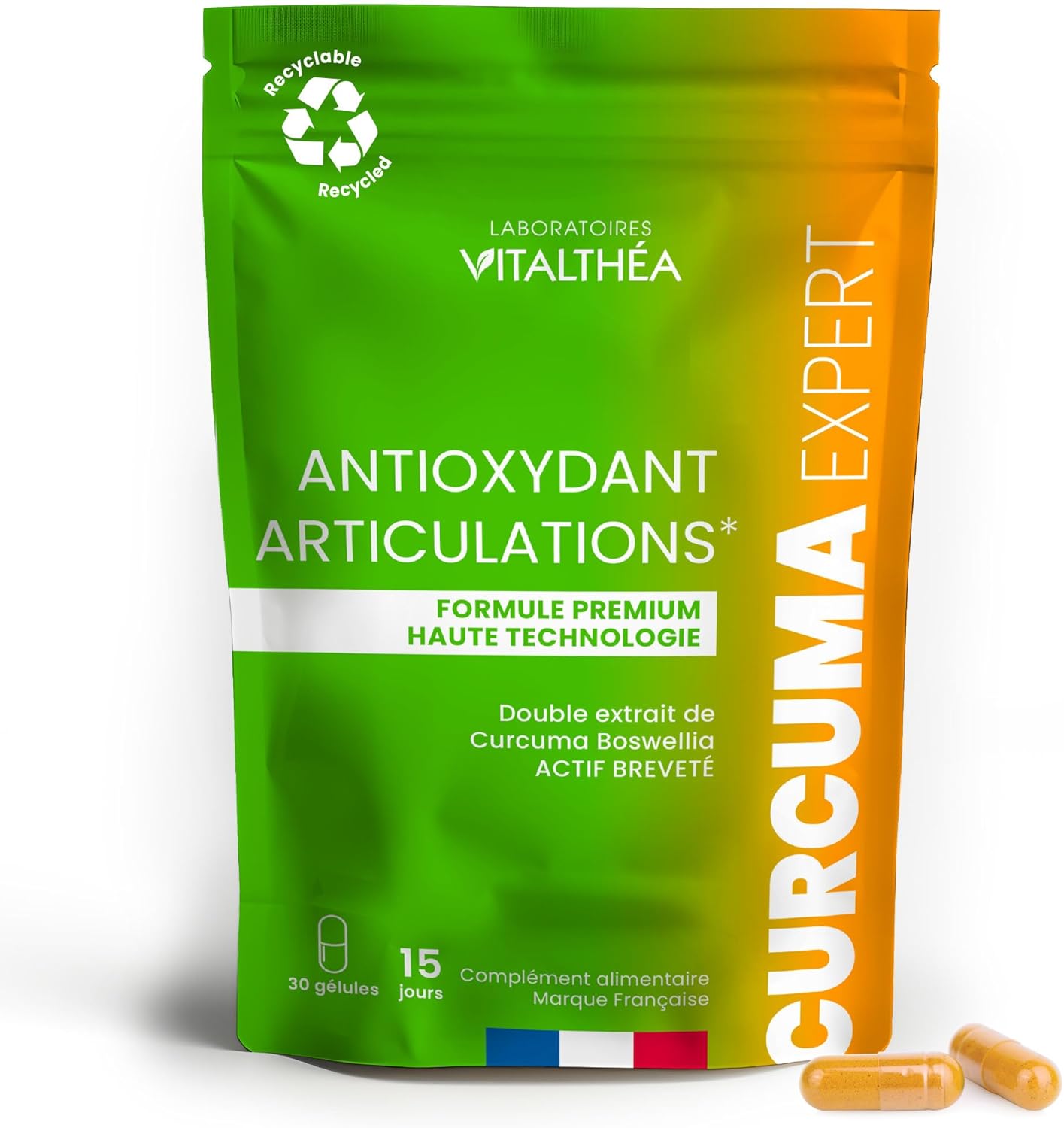 CURCUMA PREMIUM I 5400 MG Plants Turmeric I 95% Curcuminoids I PATENTED I WITHOUT Piperine Bioavailability | Pain Relief & Muscle Decontractant | Manufacture in France - Image 2