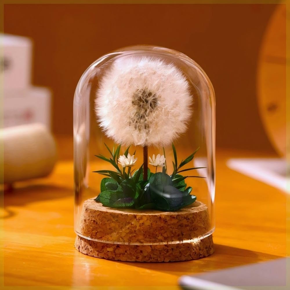 Dandelion in a Glass, Special Gift Idea, Dandelion Decoration, Decorative Gift in a Glass for Valentine's Day, Birthday, Mother's Day, Wedding, Christmas, Mummy, Grandma - Image 2