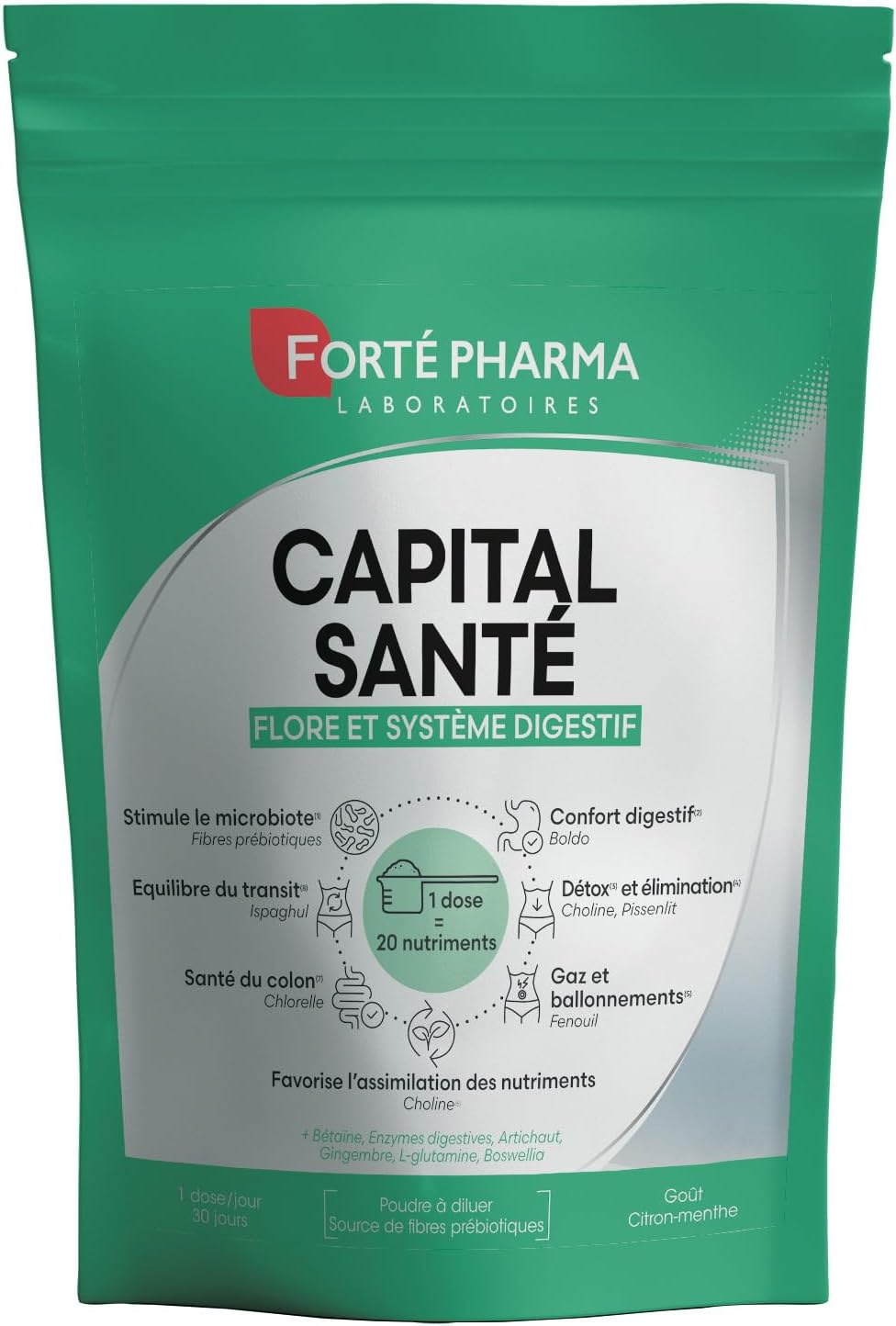 Forté Pharma - Capital Health Flora & Digestive System - 1 tbsp.=20 nutrients, Prebiotic Fiber, Ispaghul, Fennel, Artichoke, L-glutamine - Microbiota, Colon Health - 1 dose/day, 30 days - Image 2