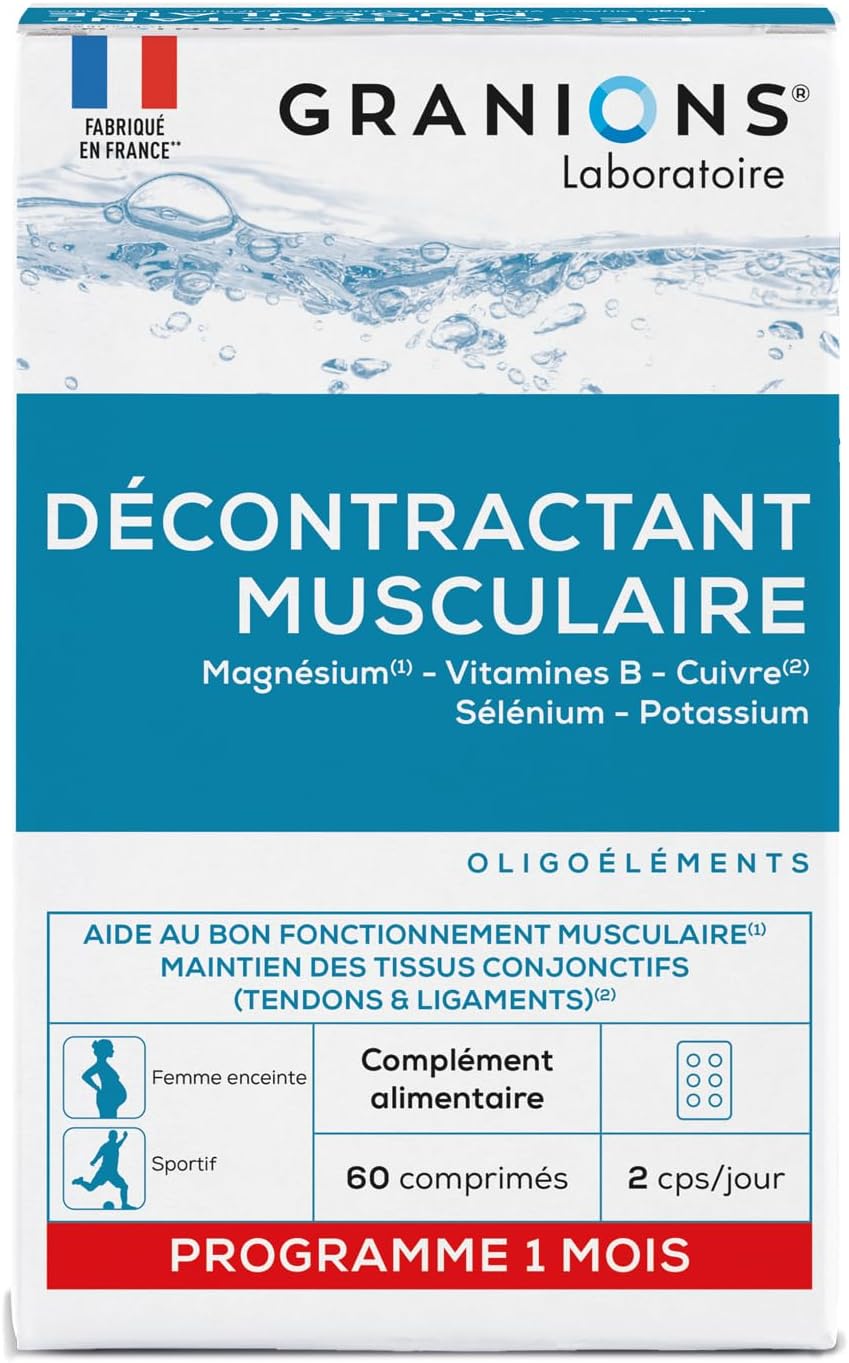 GRANIONS Casual Muscle Cramps, discomfort, muscle stiffness Magnesium, Vit B, Copper, Selenium, Potassium For the whole family Made in France 60 tablets - Image 2