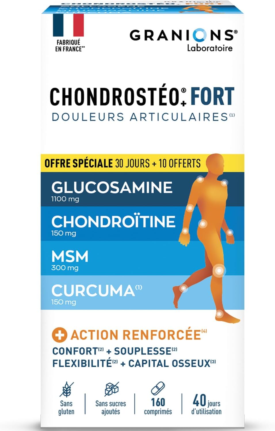 GRANIONS | Chondrosteo+ STRONG Joints | Reinforced Formula| Joint Mobility & Flexibility, Bone Capital | Glucosamine, Chondroitin, MSM, Harpagophytum | 160 Tablets - Image 2