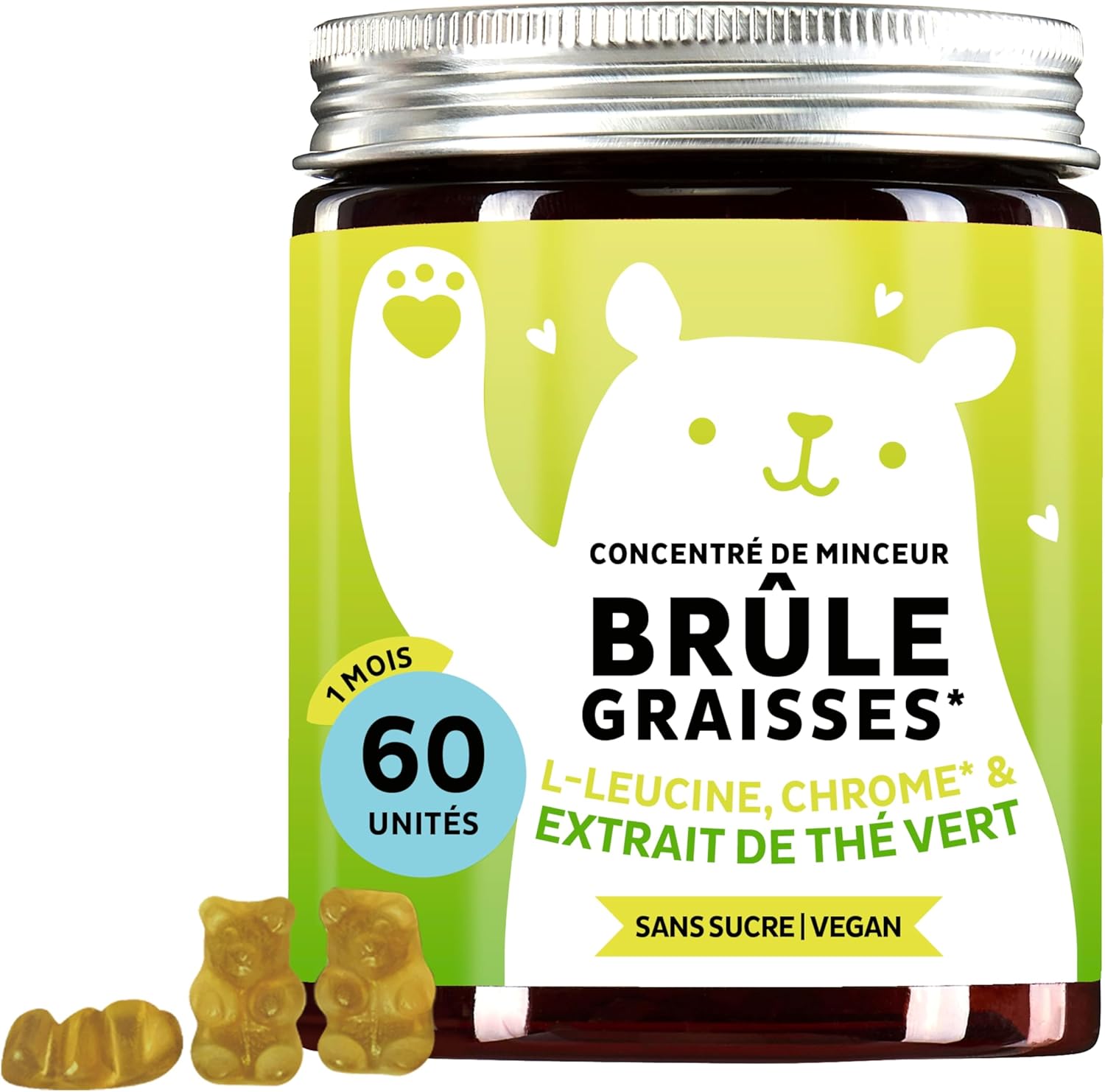 Gummies Nutrient Complex – Slimming Concentrate Gummies With Chrome, Biotin, Zinc, L-Leucine & Green Tea Extract – 60 units (1 month), Vegan, Sugar Free, Bears With Benefits - Image 2