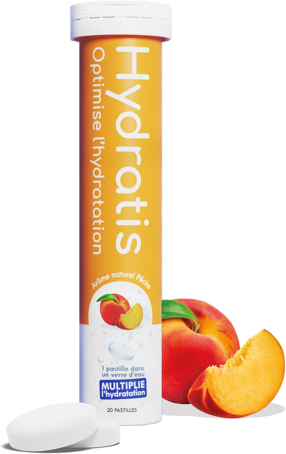 HYDRATIS - Pastilles Effervescentes Pêche - Optimise l'Hydratation - Riche en Minéraux - Faible en Sucre - Goûts Légers - Sport, Crampes, Récupération - 20 Pastilles - Image 2