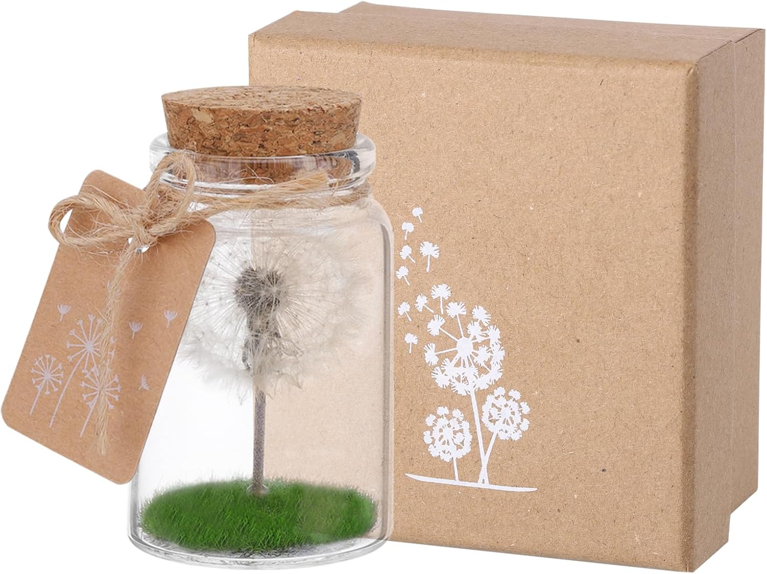 JIZZU Real LED Glass Dandelion Real Dandelion in Glass with Gift Box - Handmade - Birthday, Wedding, Mother's Day, Christmas Gift - Image 2