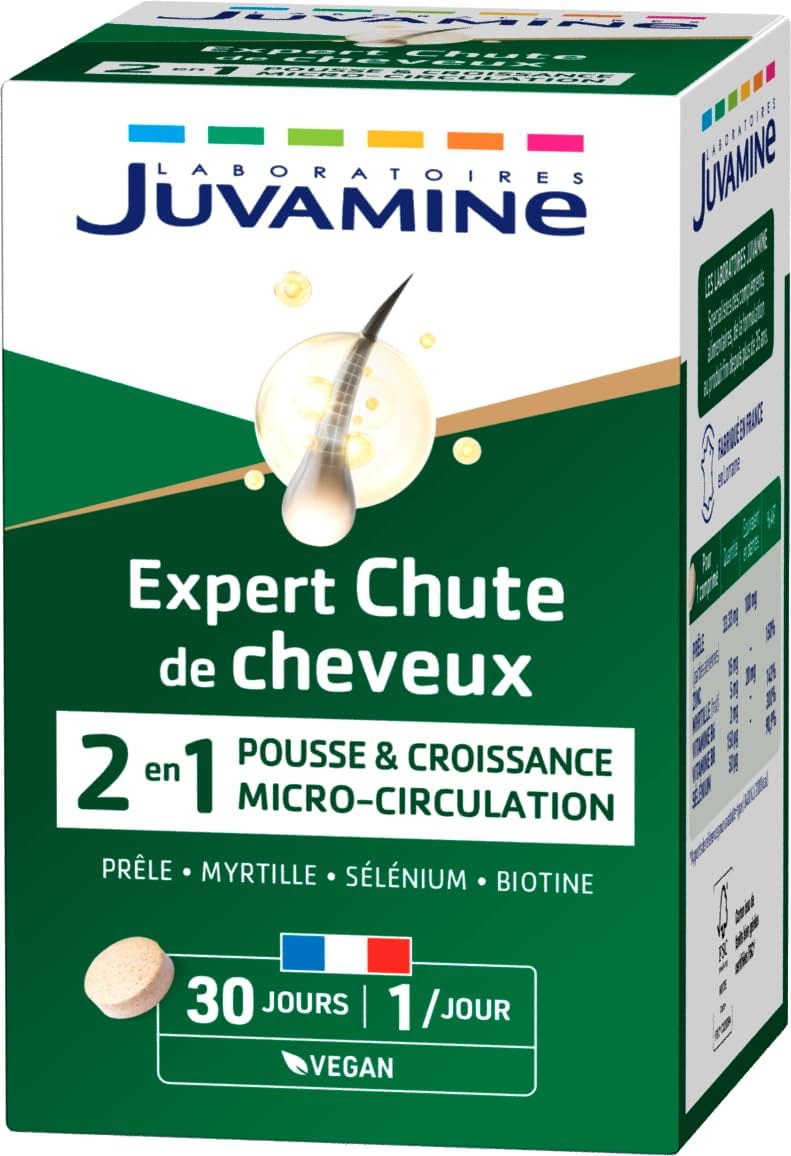 JUVAMINE - Hair Loss: Growth + Growth - 6 Beauty Actives including Zinc and Biotin - Promotes Hair Growth and Resistance - 1 Month Program - 30 Tablets - Made in France - Image 2