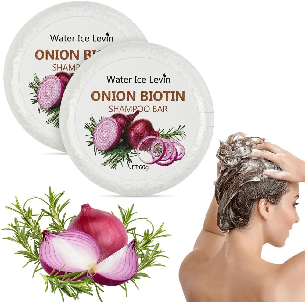 LOPHE Onion Solid Shampoo, Solid Onion and Rosemary Shampoo with Biotin & Collagen, Natural Solid Shampoo for Hair and Scalp, Travel Size, 60g, 2PCS - Image 2