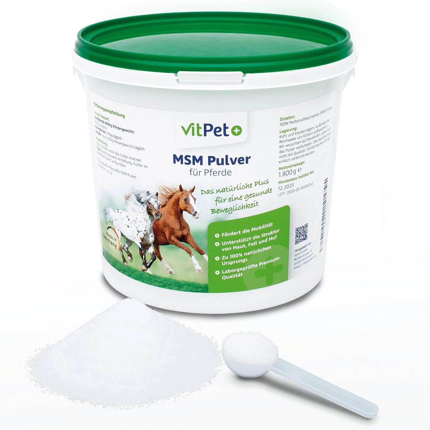 MSM Cheval - Premium MSM Horse Powder in 1.8kg Bucket with Measuring Spoon (Methylsulfonylmethane/Sulphur Powder for Horses and Dogs) - Image 2