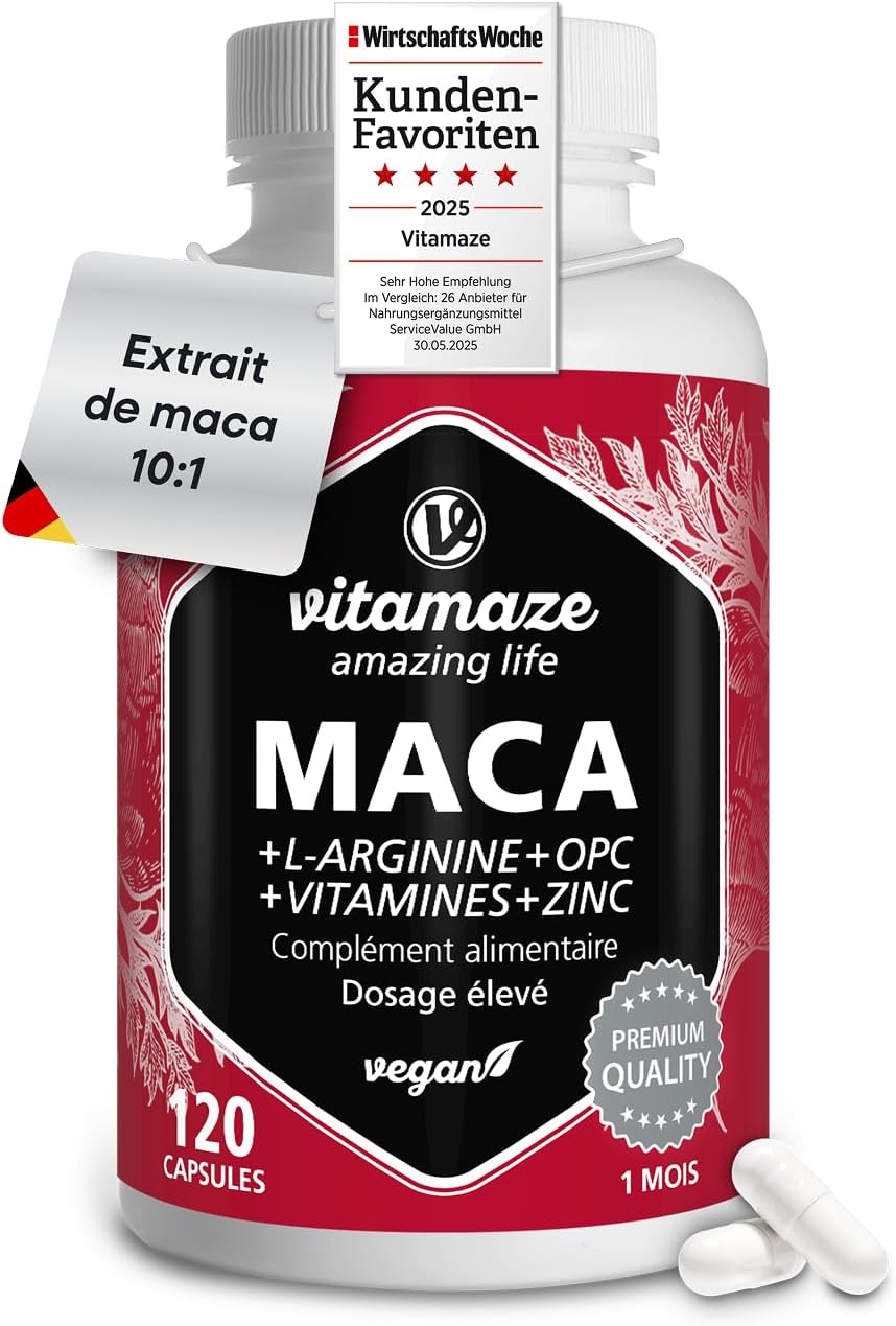 Maca Complex 5000mg - Energy Booster, Circulation, Endurance, with L-Arginine + Vitamins B6, B12 + OPC + Zinc -120 Vegan Capsules - Image 2