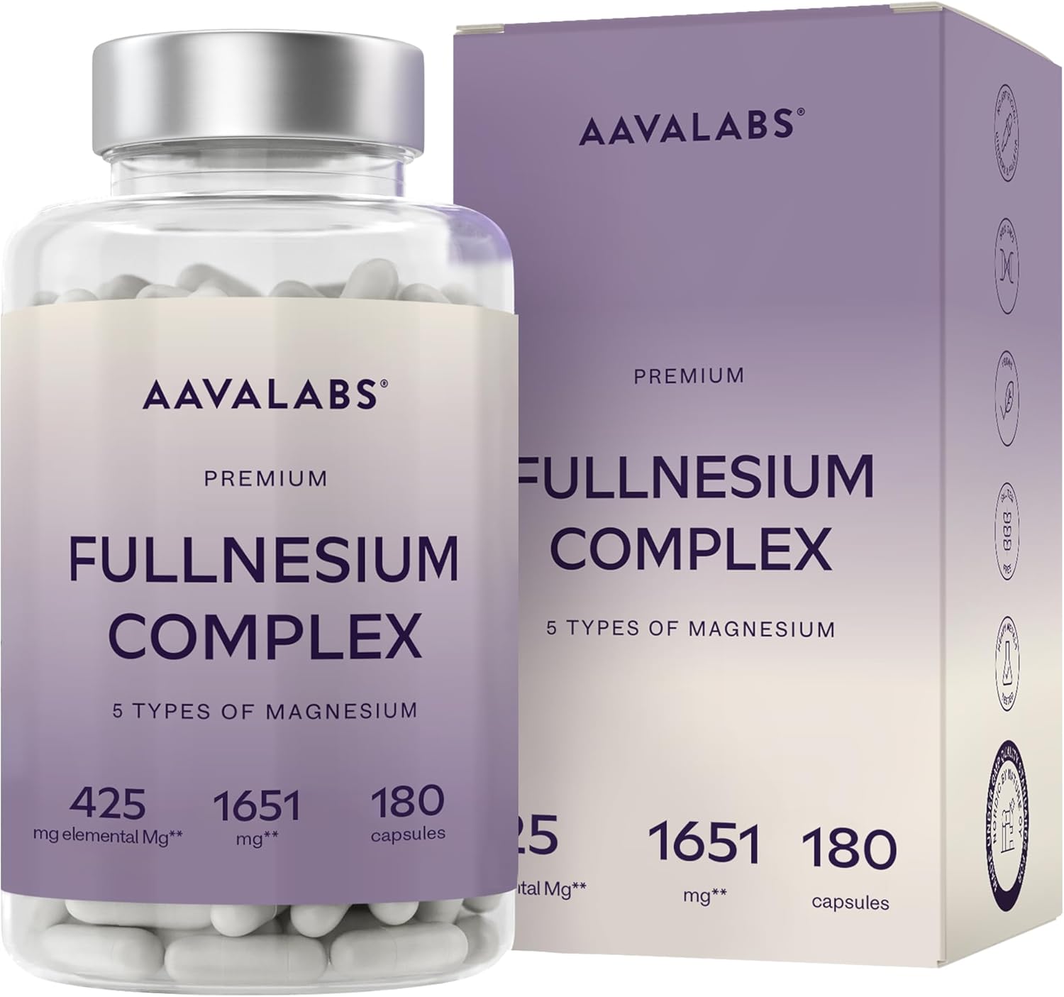 Magnesium Complex 212mg Pure Vegan Magnesium Citrate: Magnesium Citrate Bisglycinate Malate - Muscle Function Nervous System Energy Anti Fatigue - 180 Capsules - Image 2