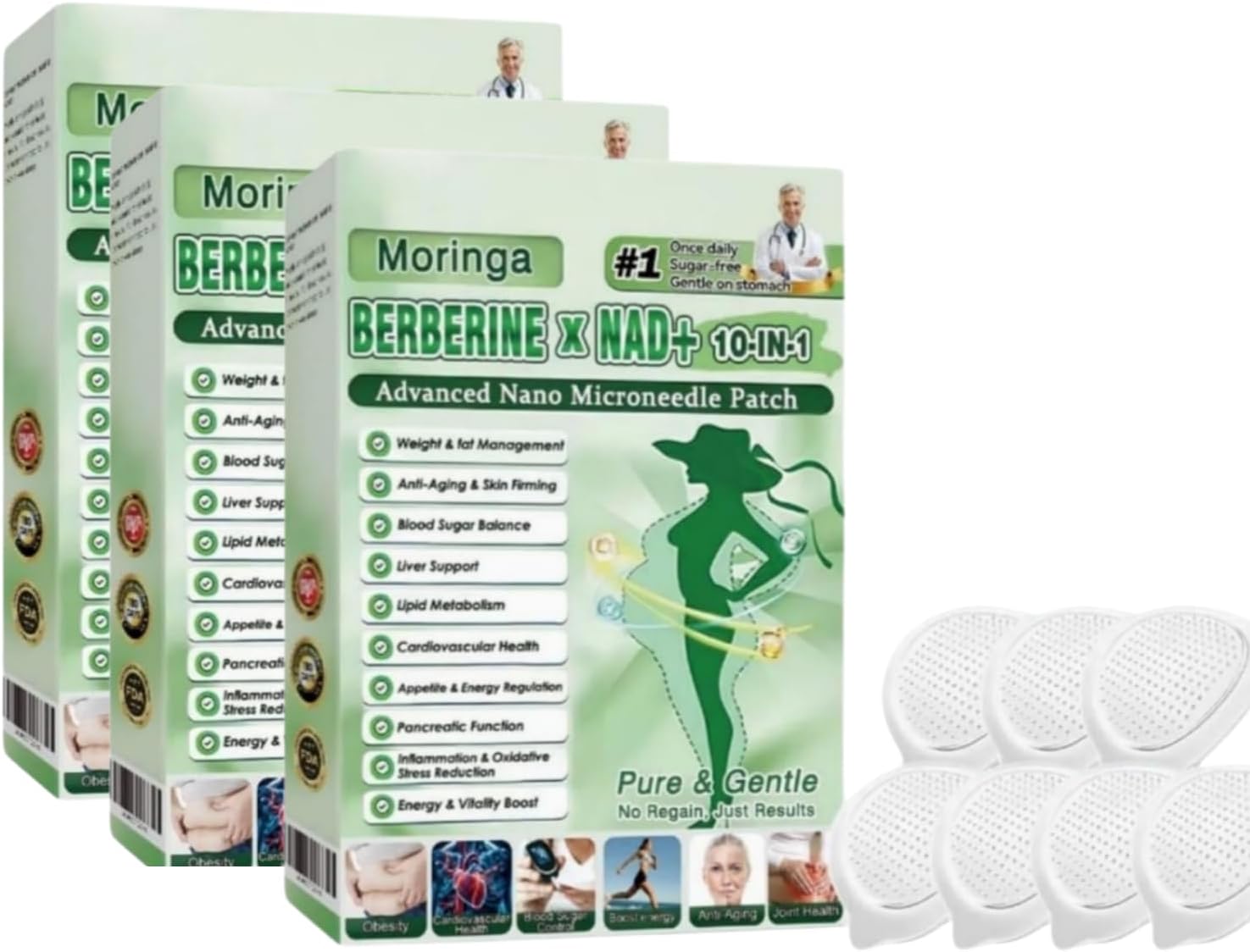 Moringa Berberine x NAD+ Natural Slimming Dressings 10 Times Micro Needle Metabolism Regulator (3 HP) - Image 2