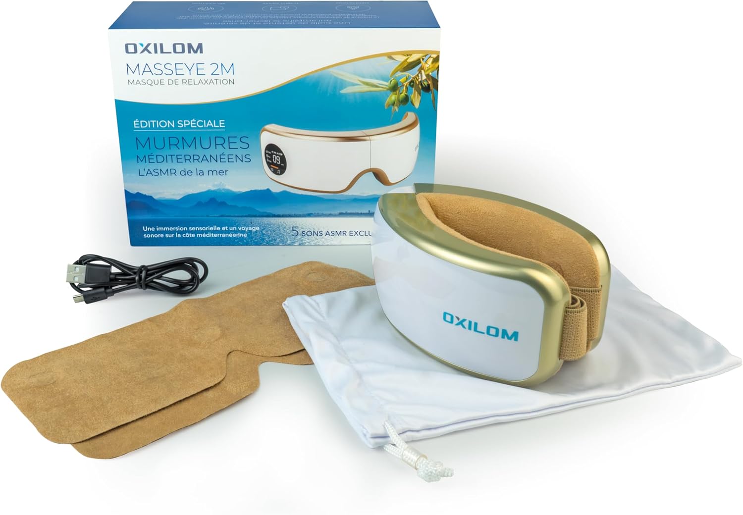Mother's Day Gift - Premium OXILOM MassEye Relaxation Mask 2M - Integrated ASMR Sounds - Therapeutic Heat, Massaging Vibrations - Ideal Sleep, Stress, Mediterranean Escape - Image 2