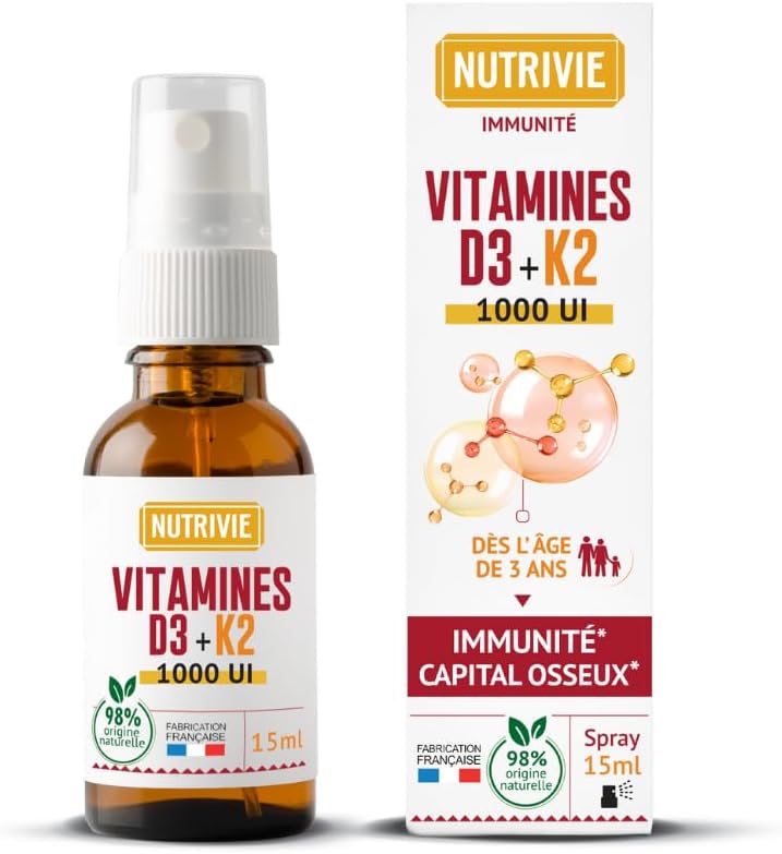 NUTRIVIE Vitamin D3 K2 Spray Practical Nomadic Format – 2 Months – Tasteless – 1000 IU – Immunity & Bone Capital – From 3 Years – Made in France - Image 2