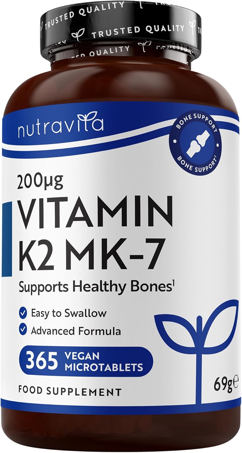 Nutravita Vitamin K2 MK-7 200mcg - 365 vegan micro-tablets (no capsules) - Contributes to the maintenance of a normal bone - Very powerful MK7 menaquinone - Image 2