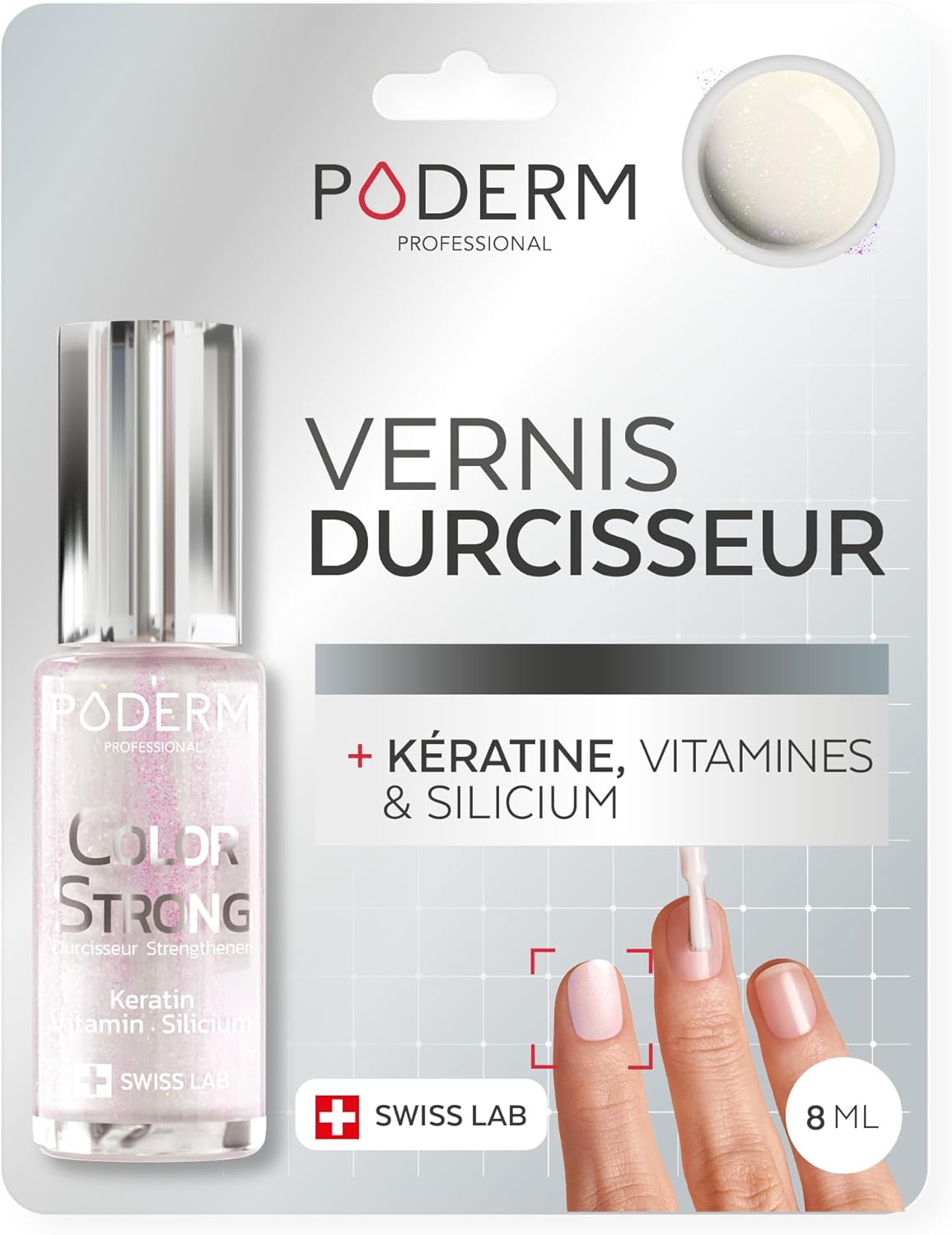 PODERM Nail Hardener Nail Polish - Highlighter | Repairs and Strengthens Damaged and Weakened Nails by Semi-Permanent Varnishes | Biotin Silicon Keratin | Developed by a Podiatrist in Switzerland - Image 2