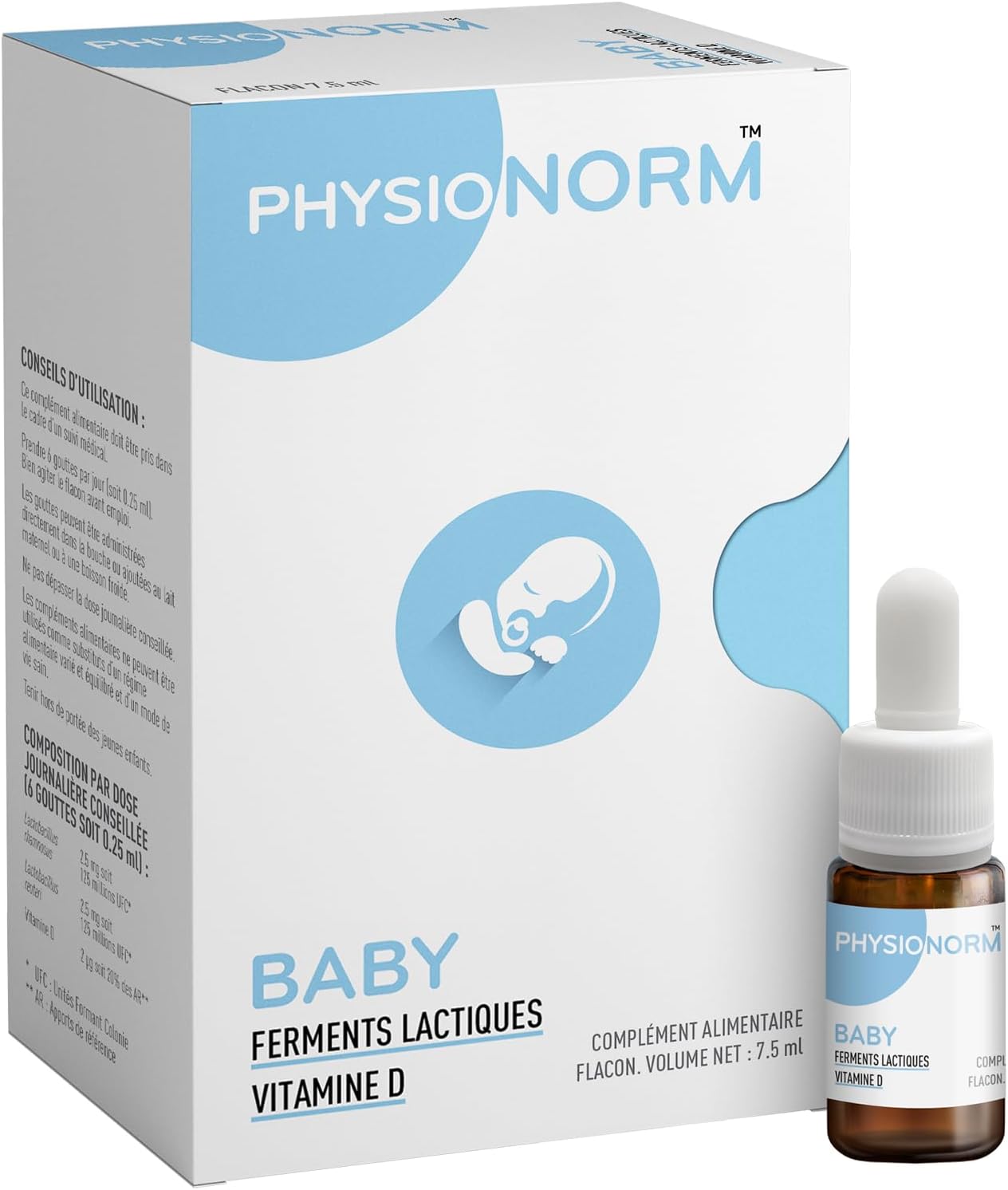 Physionorm™ Baby - Dietary Supplement - Probiotics + Prebiotics + Vitamin D - Colic and Infant Eczema - 1 Month of Treatment - Image 2