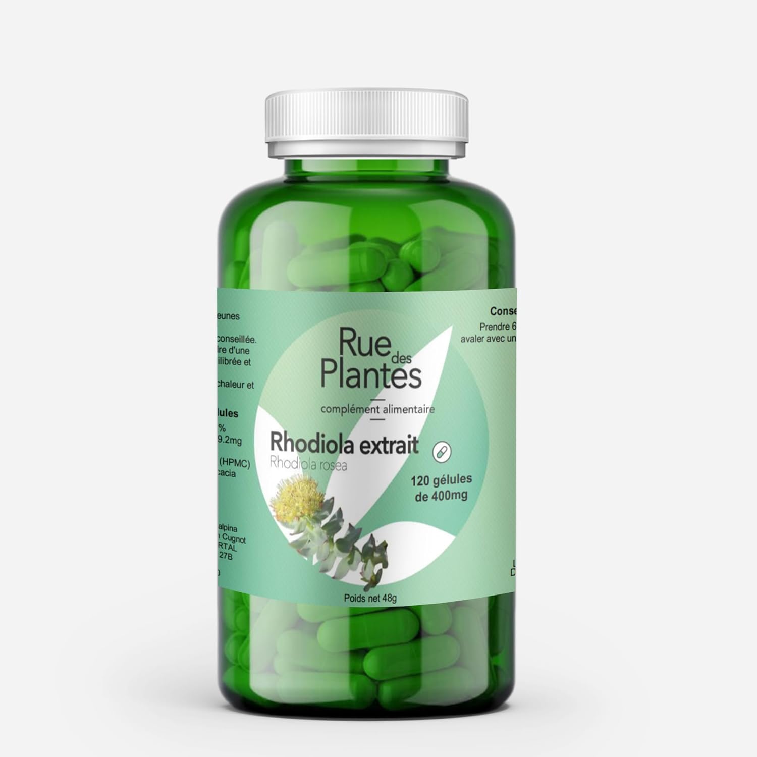 Rhodiola Extract 120 Capsules – 20 Day Cure | Helps Resist Stress and Nervous Exhaustion – Promotes Vitality and Mental Balance | Packaged in France, RUE DES PLANTES - Image 2
